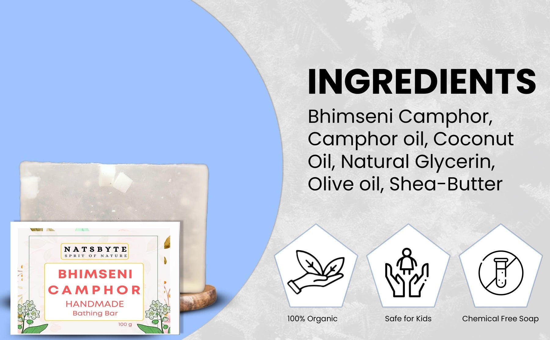 Handmade Camphor Soap for Bath - 120g – Body Soap on Brown Living™. SKU: Camphor. Img 4.