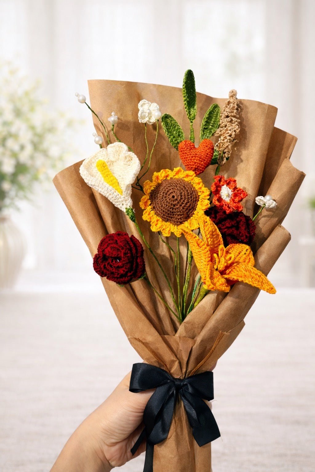 Handmade Crochet Flower Bouquet | Unique Home & Gift Decoration – Home Decor on Brown Living™. SKU: MKL-M-001. Img 1.