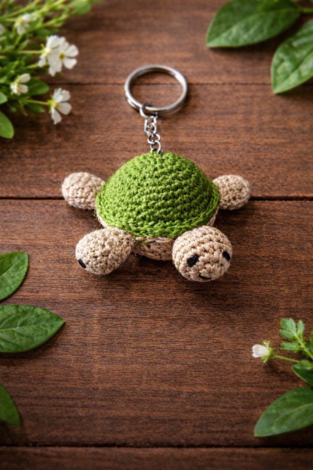 Handmade Crochet Turtle Keychain | Cute Gift & Bag Accessory – Travel Accessories on Brown Living™. SKU: CTK-S-006. Img 2.