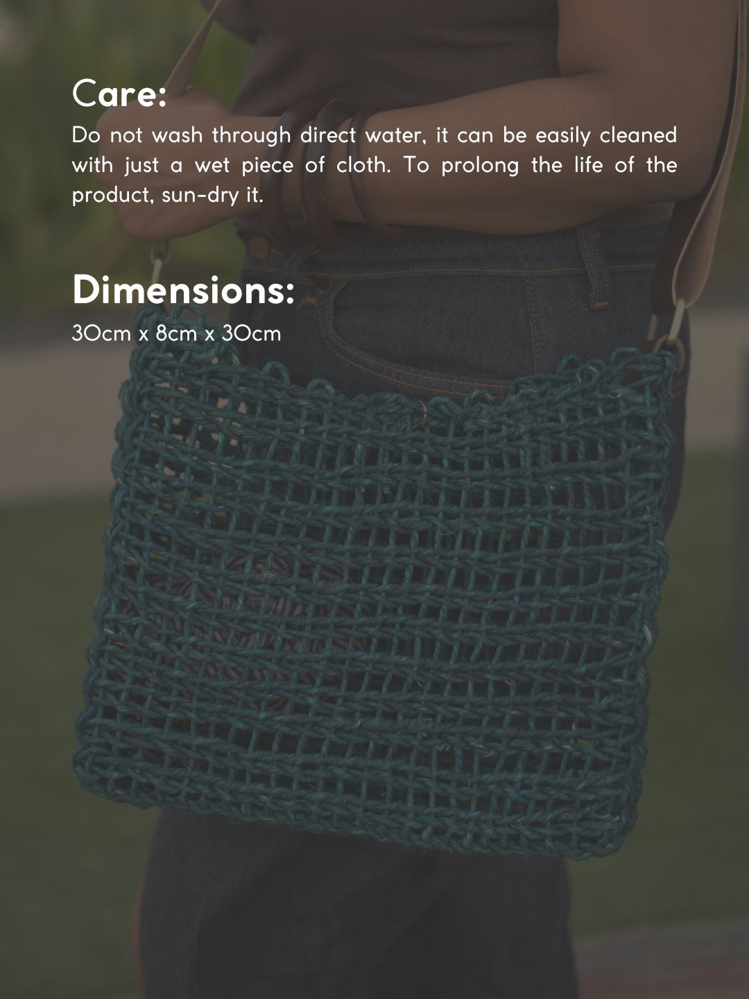 Handmade FlexiCarry Mesh Tote – Adjustable, Lightweight & Eco - Friendly – Tote Bag by Kadam Haat available on Brown Living™. Indigo . SKU: BSFB41ING. Img 5.