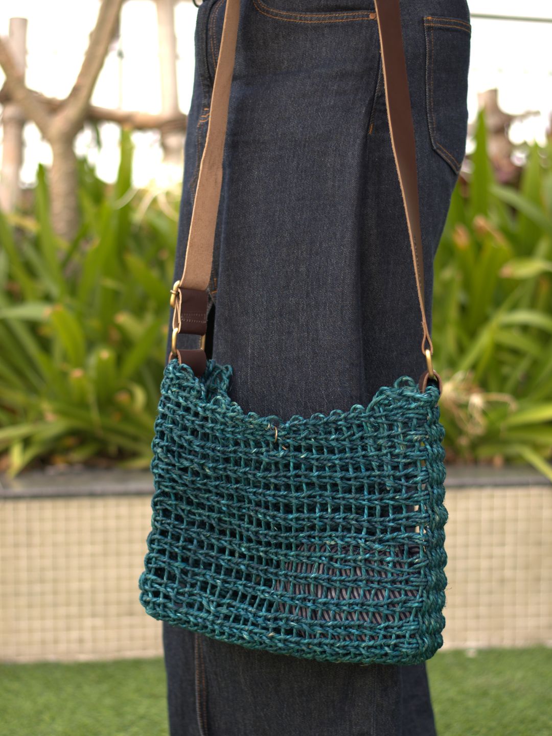 Handmade FlexiCarry Mesh Tote – Adjustable, Lightweight & Eco - Friendly – Tote Bag by Kadam Haat available on Brown Living™. Indigo . SKU: BSFB41ING. Img 8.