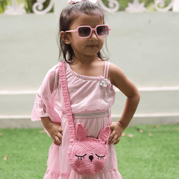 Handmade Hello Kitty Pink Crochet Bag – Kids Bags on Brown Living™. SKU: SARKID08. Img 2.