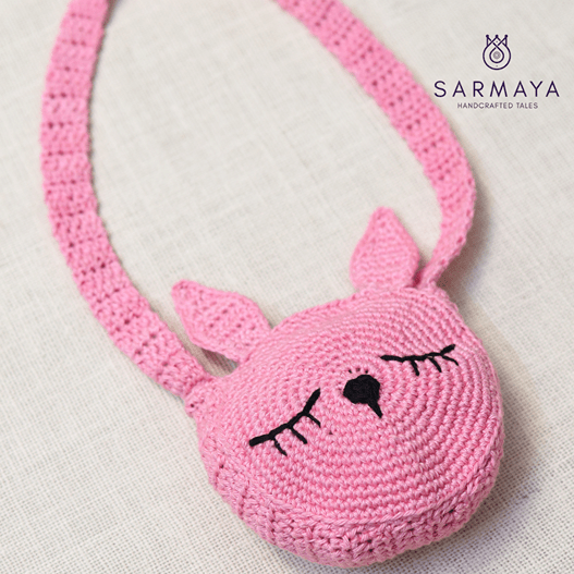 Handmade Hello Kitty Pink Crochet Bag – Kids Bags on Brown Living™. SKU: SARKID08. Img 4.