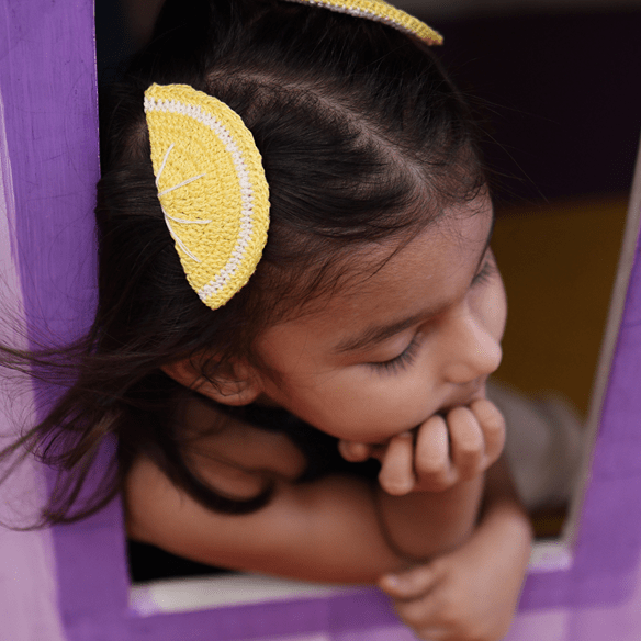 Handmade Lemon Crochet Hairclip (Set of 2) – Womens Accessories on Brown Living™. SKU: SARKID13. Img 2.