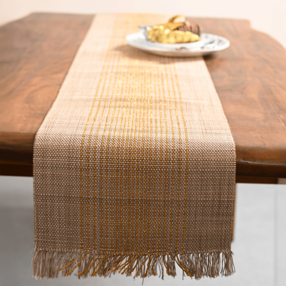 Handmade Madurkathi Table Runner | Sustainable Dining Décor – Table Linens on Brown Living™. SKU: MDTR1355ZTST. Img 19.