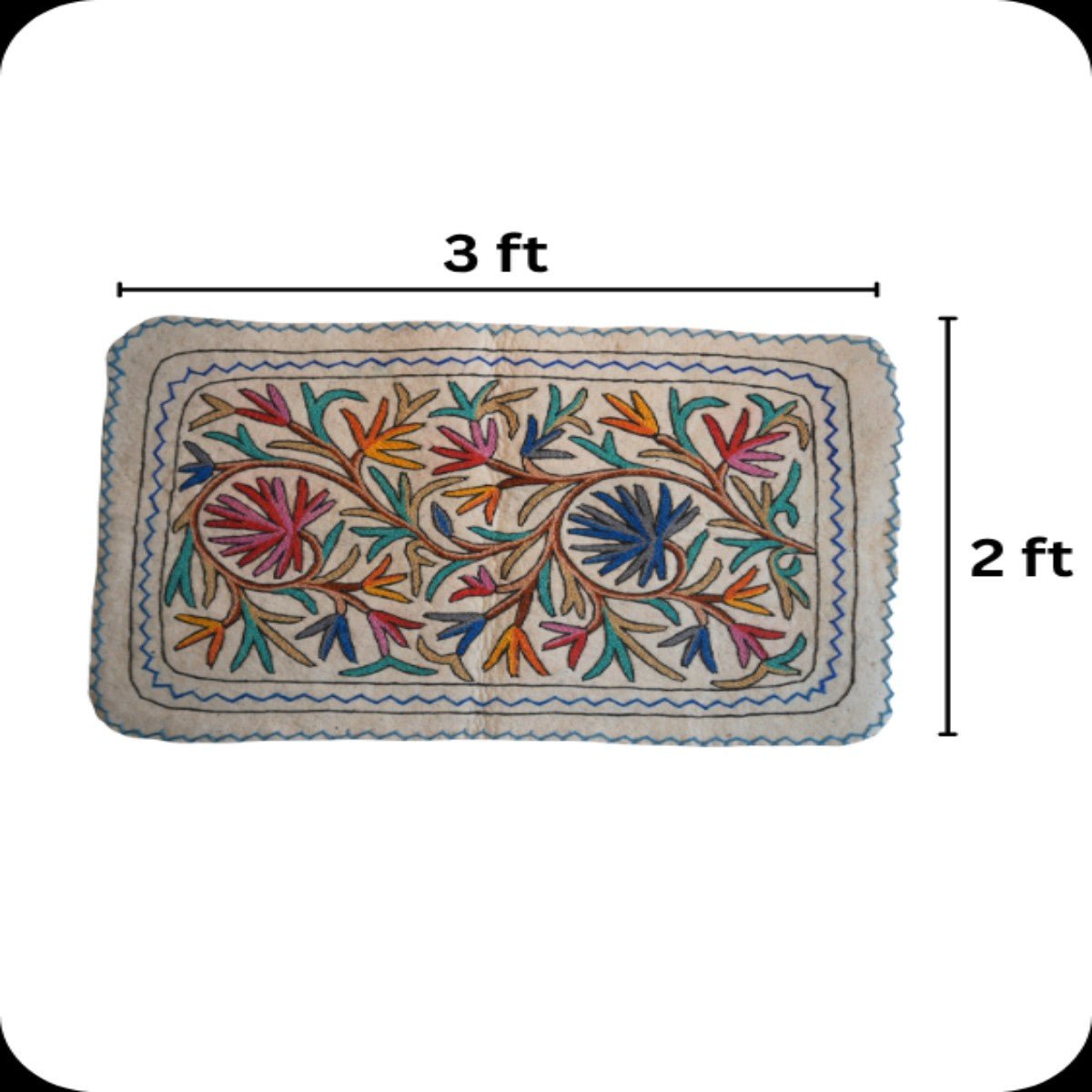 Handmade Namda Accent Rug | Kashmiri Wool Felt & Embroidered Carpet – Mats & Rugs on Brown Living™. SKU: b0_rug_0207. Img 5.