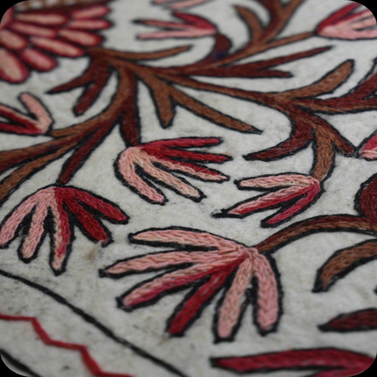 Handmade Namda Bedside Runner | Kashmiri Wool Felt Rug – Mats & Rugs on Brown Living™. SKU: b0_rug_0182. Img 8.