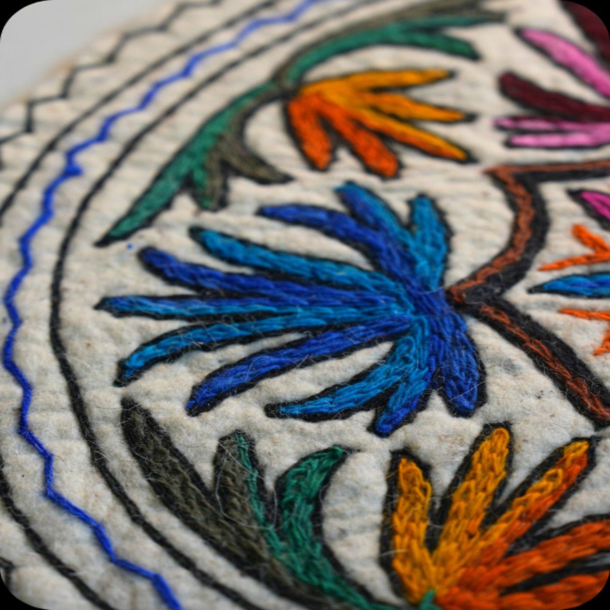 Handmade Namda Round Rug | 2 Iinch – Mats & Rugs on Brown Living™. SKU: b0_rug_0190. Img 9.