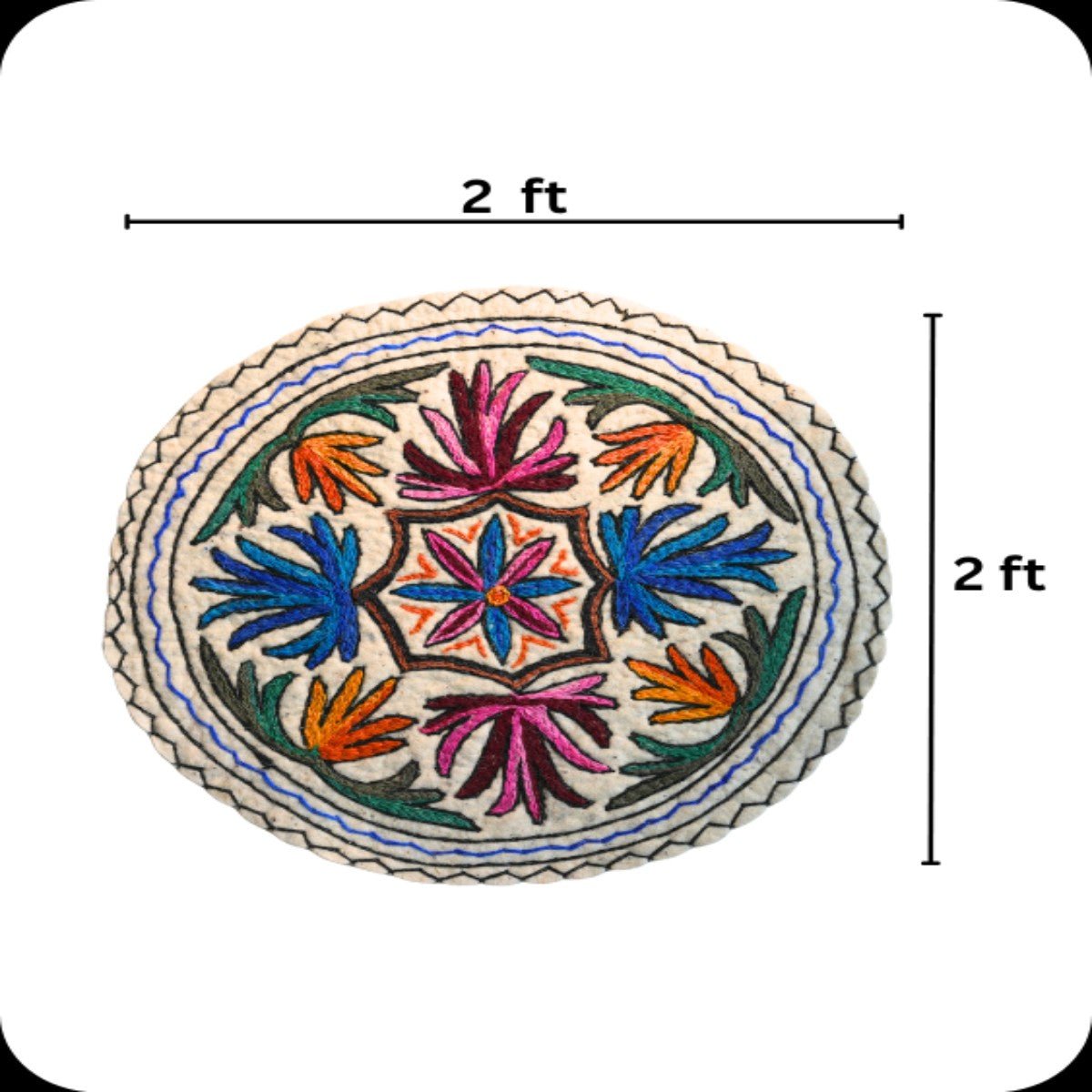 Handmade Namda Round Rug | 2 Iinch – Mats & Rugs on Brown Living™. SKU: b0_rug_0190. Img 2.