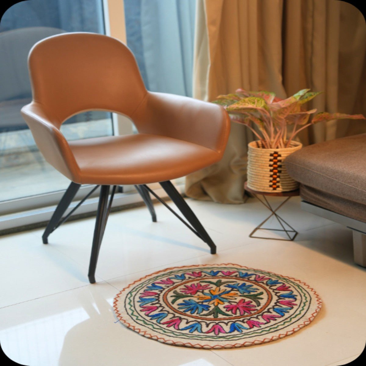 Handmade Namda Round Rug | 2 Iinch – Mats & Rugs on Brown Living™. SKU: b0_rug_0190. Img 5.