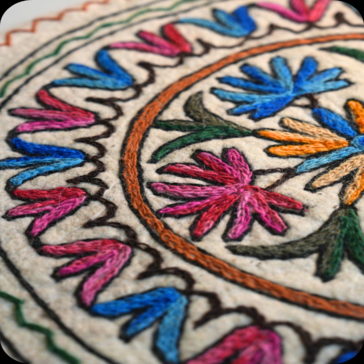 Handmade Namda Round Rug | 2 Iinch – Mats & Rugs on Brown Living™. SKU: b0_rug_0190. Img 6.
