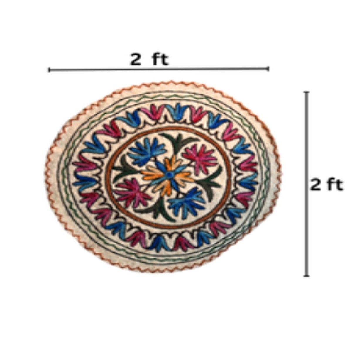 Handmade Namda Round Rug | 2 Iinch – Mats & Rugs on Brown Living™. SKU: b0_rug_0190. Img 1.