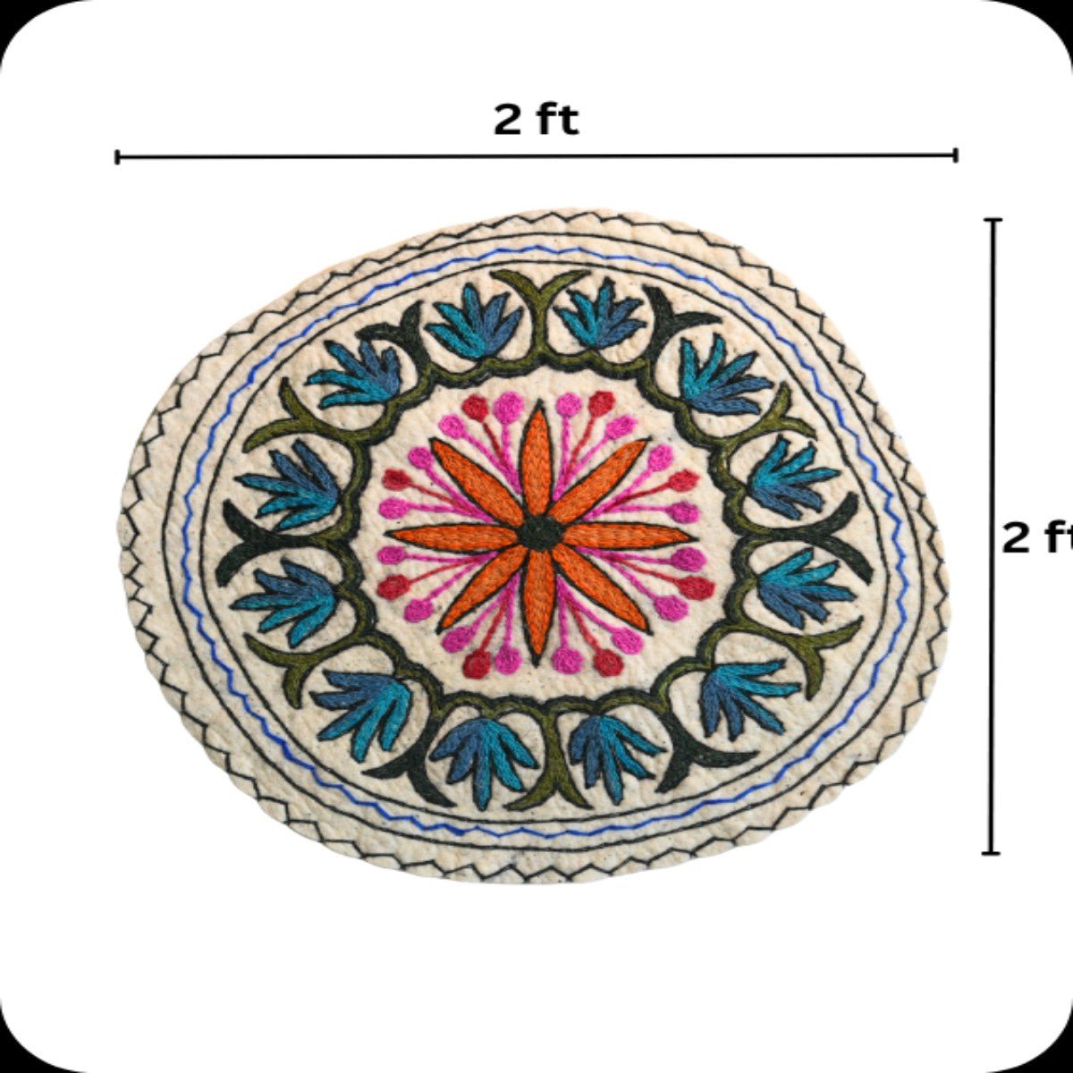 Handmade Namda Round Rug | 2 Iinch – Mats & Rugs on Brown Living™. SKU: b0_rug_0218. Img 4.
