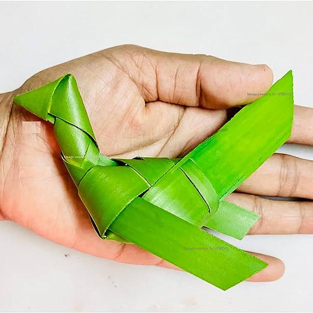 Handmade Palm Leaf Double Parrot Wreath I Diwali Decoration I Single – Home Decor on Brown Living™. SKU: SNPW01. Img 2.