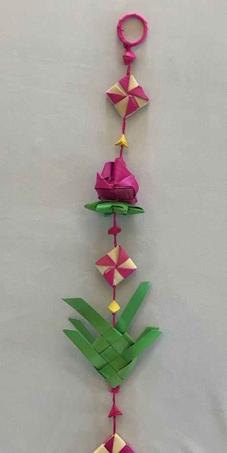 Handmade Palm Leaf Fish & Lotus Hanging I Diwali Decoration I Set of 2 | Verified Sustainable by Brown Living™