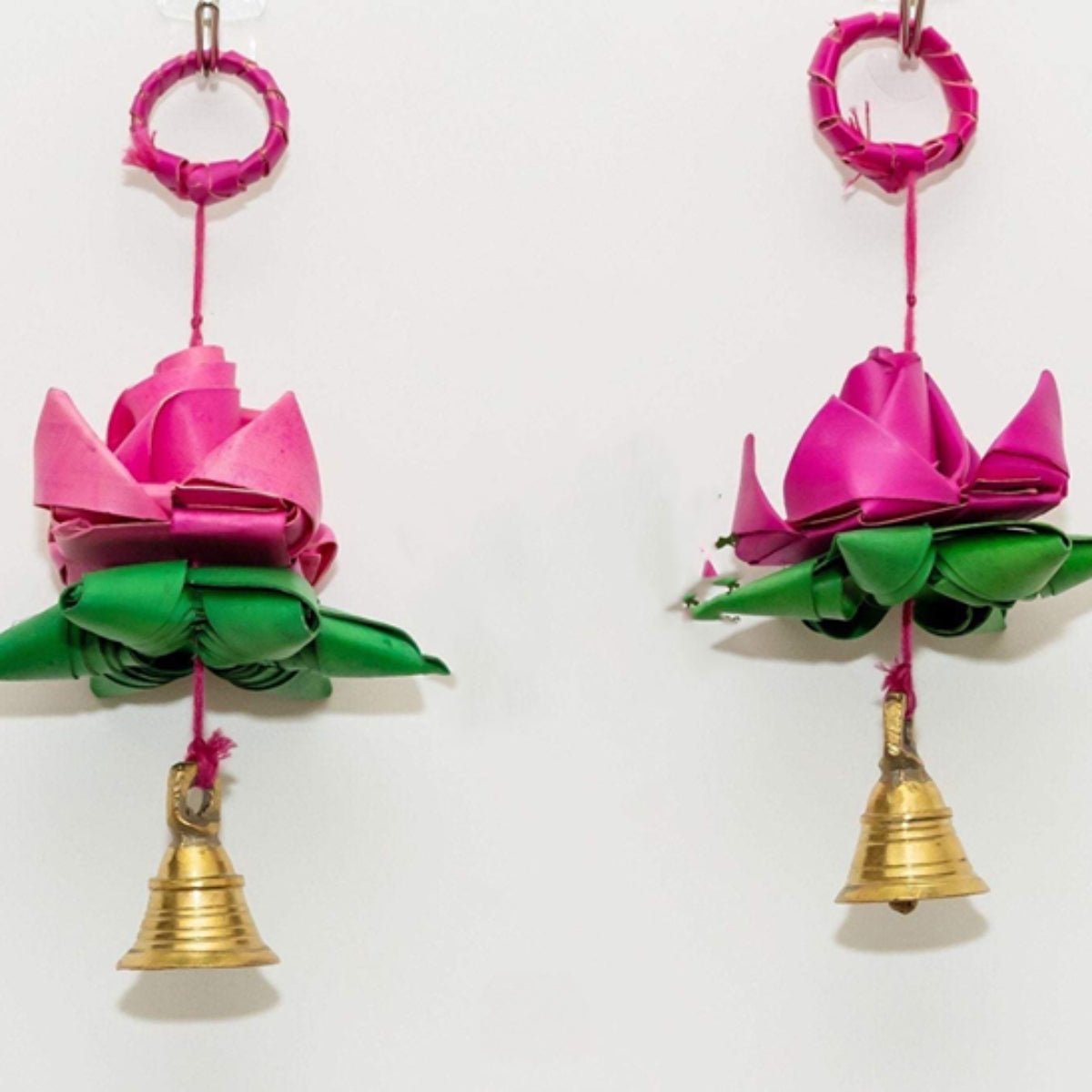 Handmade Palm Leaf Lotus Hanging I Diwali Decoration I Set of 2 | Verified Sustainable by Brown Living™