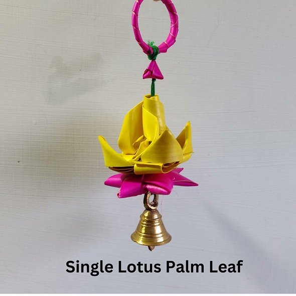 Handmade Palm Leaf Lotus Hanging I Diwali Decoration I Set of 2 – Home Decor on Brown Living™. SKU: SNLH02. Img 3.