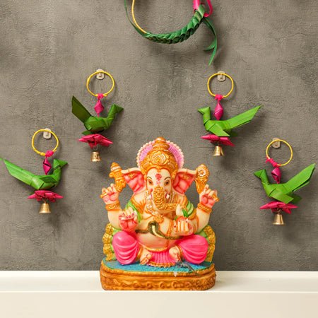 Handmade Palm Leaf Parrot Hanging I Diwali Decoration I Set of 2 – Home Decor on Brown Living™. SKU: SNPH02. Img 4.