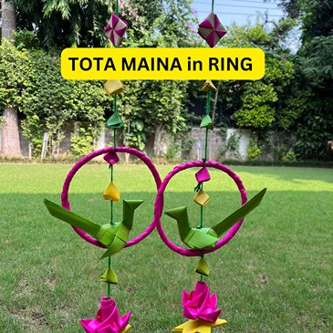 Handmade Palm Leaf Parrot In Ring Hanging I Diwali Decoration I Set of 2 – Home Decor on Brown Living™. SKU: SNPR02. Img 2.