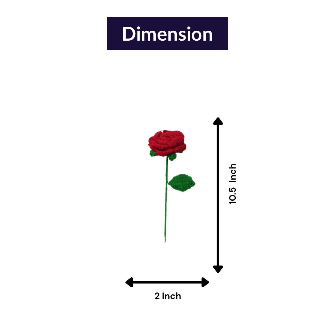 Handmade Red Crochet Rose Flower | Timeless Decorative Accent – Home Decor on Brown Living™. SKU: DF-392. Img 4.