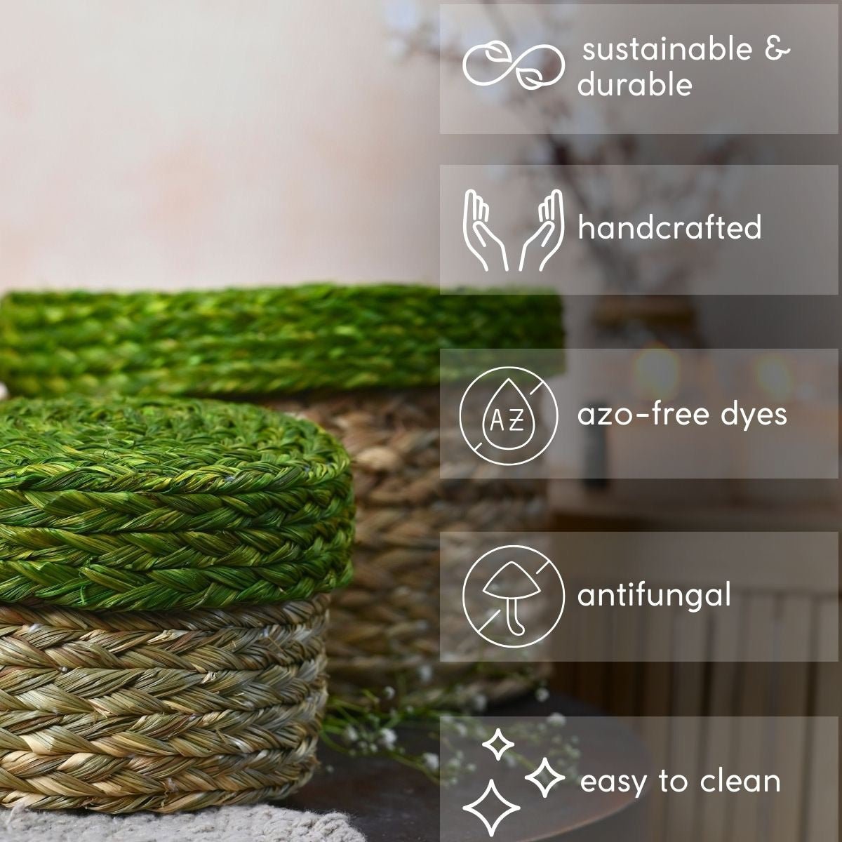 Handmade Sabai Gift Box - Green | Set of 3 | Verified Sustainable by Brown Living™