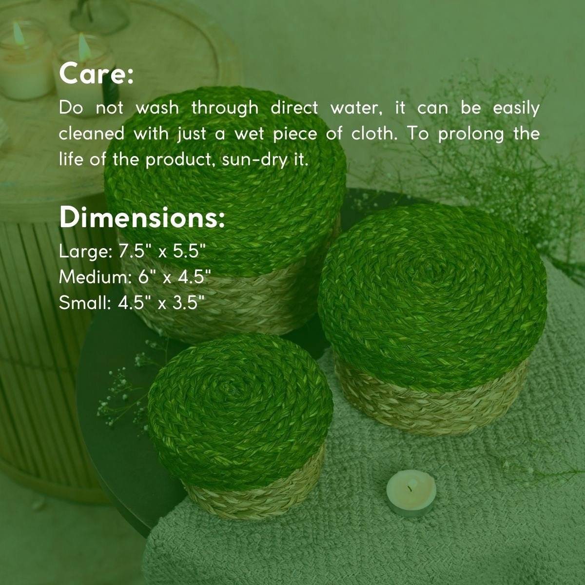 Handmade Sabai Gift Box - Green | Set of 3 | Verified Sustainable by Brown Living™