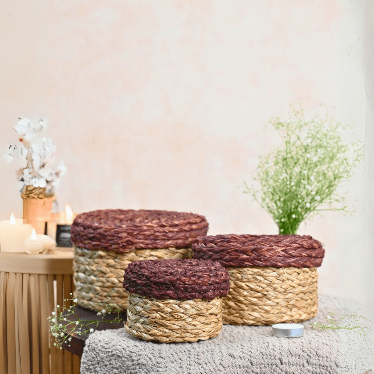 Handmade Sabai Gift Box | Set of 3 – Baskets & Boxes by Kadam Haat available on Brown Living™. Brown . SKU: BS43SO3BRN - NEW. Img 8.
