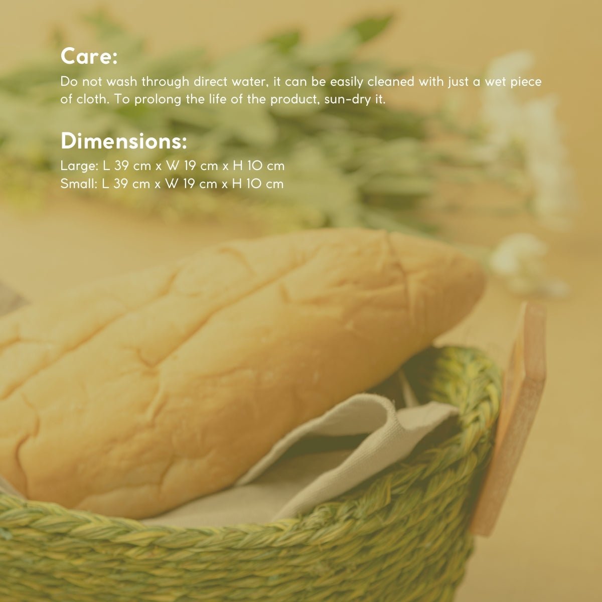 Handmade Sabai Grass Bread Basket - Large - Green – Trays & Platters on Brown Living™. SKU: BSL36GRN. Img 4.