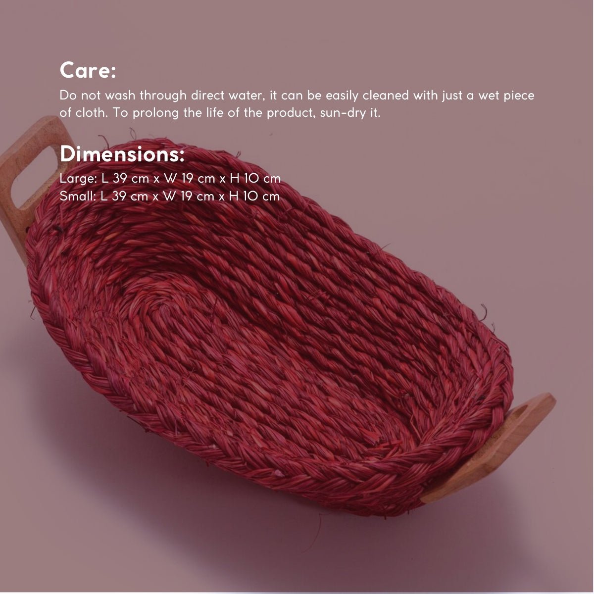 Handmade Sabai Grass Bread Basket - Small - Red | Verified Sustainable by Brown Living™