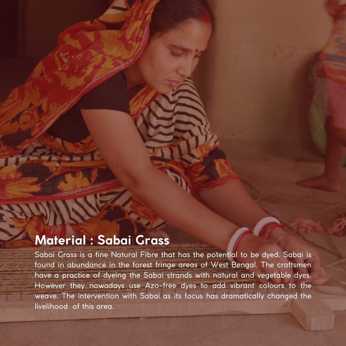 Handmade Sabai Grass Bread Basket - Small - Red | Verified Sustainable by Brown Living™