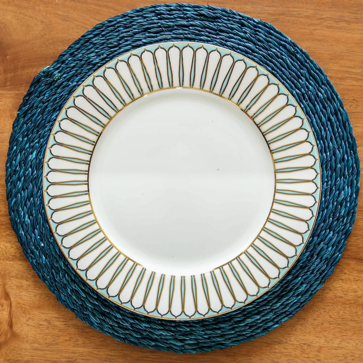 Handmade Sabai Grass Round Mats - Indigo | Verified Sustainable by Brown Living™