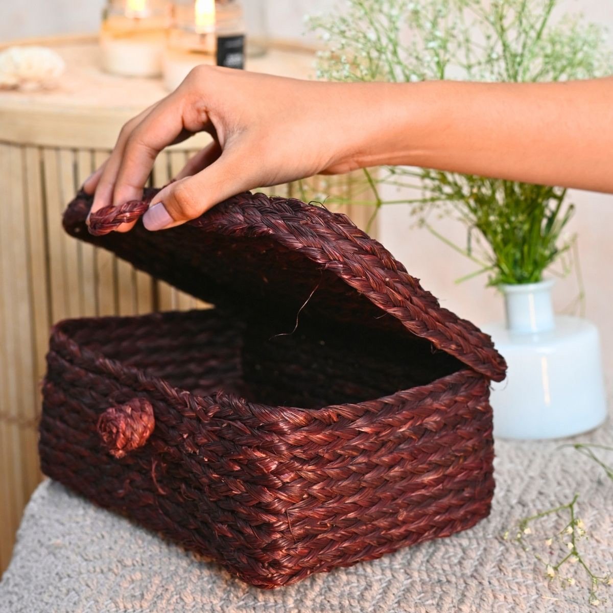 Handmade Sabai Grass Sandook - Brown | Verified Sustainable by Brown Living™