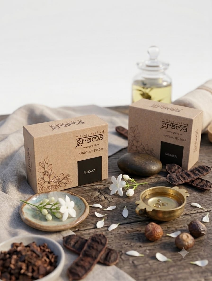 Handmade Shikakai Body Soap, 125g | Pack of 2 & 3 (Hot Process) – Body Soap on Brown Living™. SKU: Shikakaisoap2. Img 8.