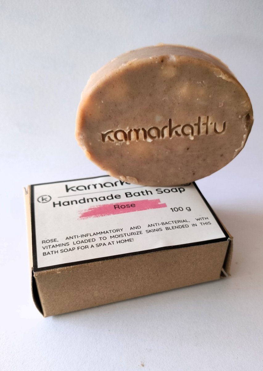 Handmade Spa bars - Rose & Sandalwood – Body Soap by Kamarkattu Ecostore available on Brown Living™. Rose Soap - Pack Of 2 With Soap Dish. SKU: rs2withdish. Img 7.