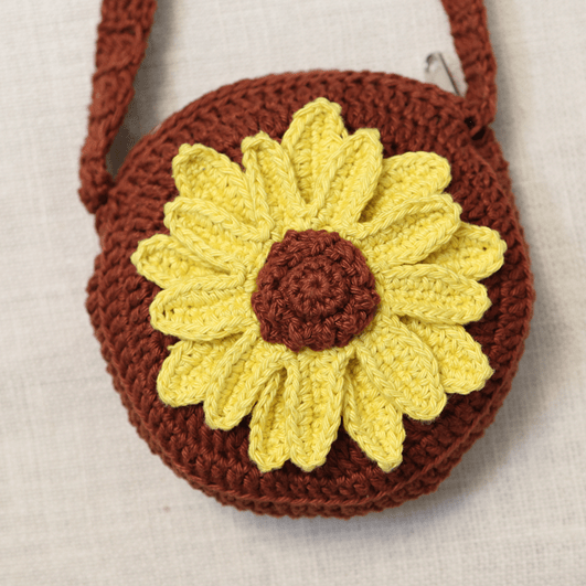 Handmade Sunflower Crochet Bag – Kids Bags on Brown Living™. SKU: SARKID05. Img 7.