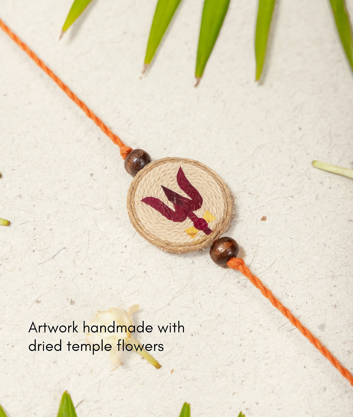 Handmade Traditional Raksha Bandhan Trishul Rakhi – Rakhi on Brown Living™. SKU: GUL-08. Img 3.
