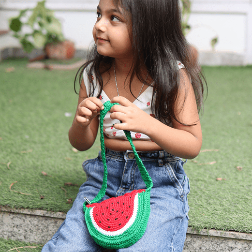 Handmade Watermelon Crochet Bag – Kids Bags on Brown Living™. SKU: SARKID10. Img 4.