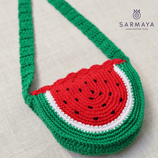 Handmade Watermelon Crochet Bag – Kids Bags on Brown Living™. SKU: SARKID10. Img 6.