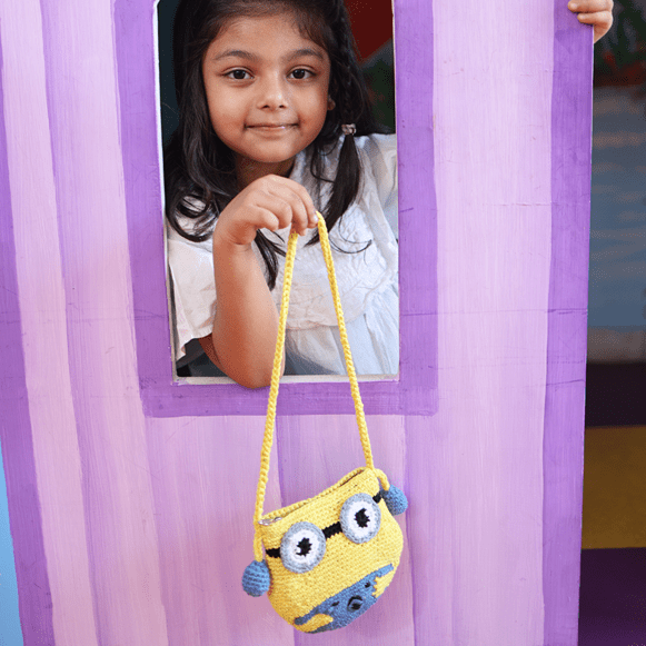 Handmade Yellow Minion Crochet Bag – Kids Bags on Brown Living™. SKU: SARKID03. Img 7.