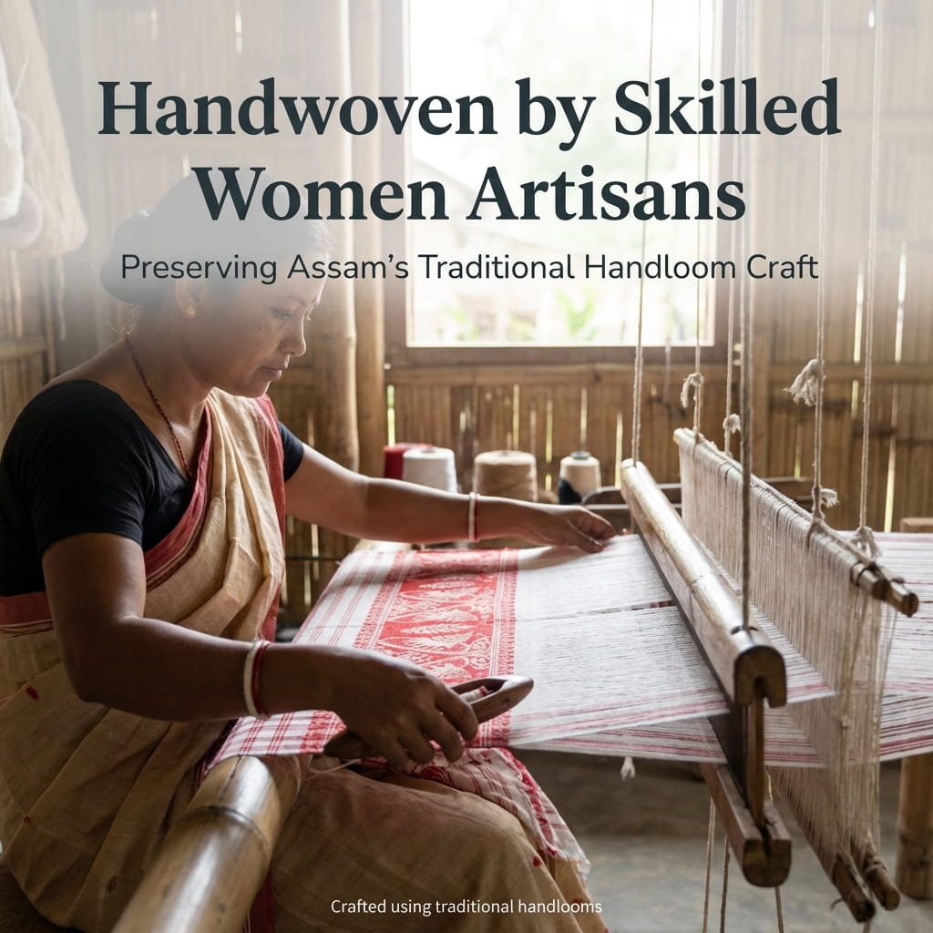 Handwoven Assamese Cotton Gamcha Traditional Multi - Purpose Cloth – Towel on Brown Living™. SKU: DOS-HL-GAMCHA-01. Img 6.