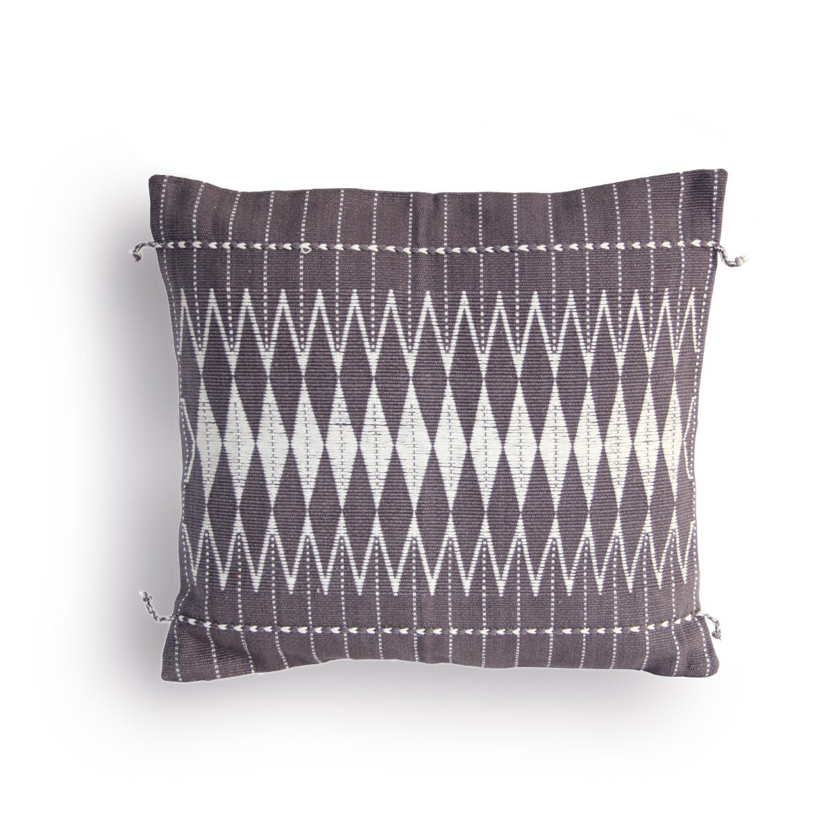Handwoven Cotton Andean Grey & White Tribal Cushion Cover – Covers & Inserts on Brown Living™. SKU: UD00000100. Img 4.
