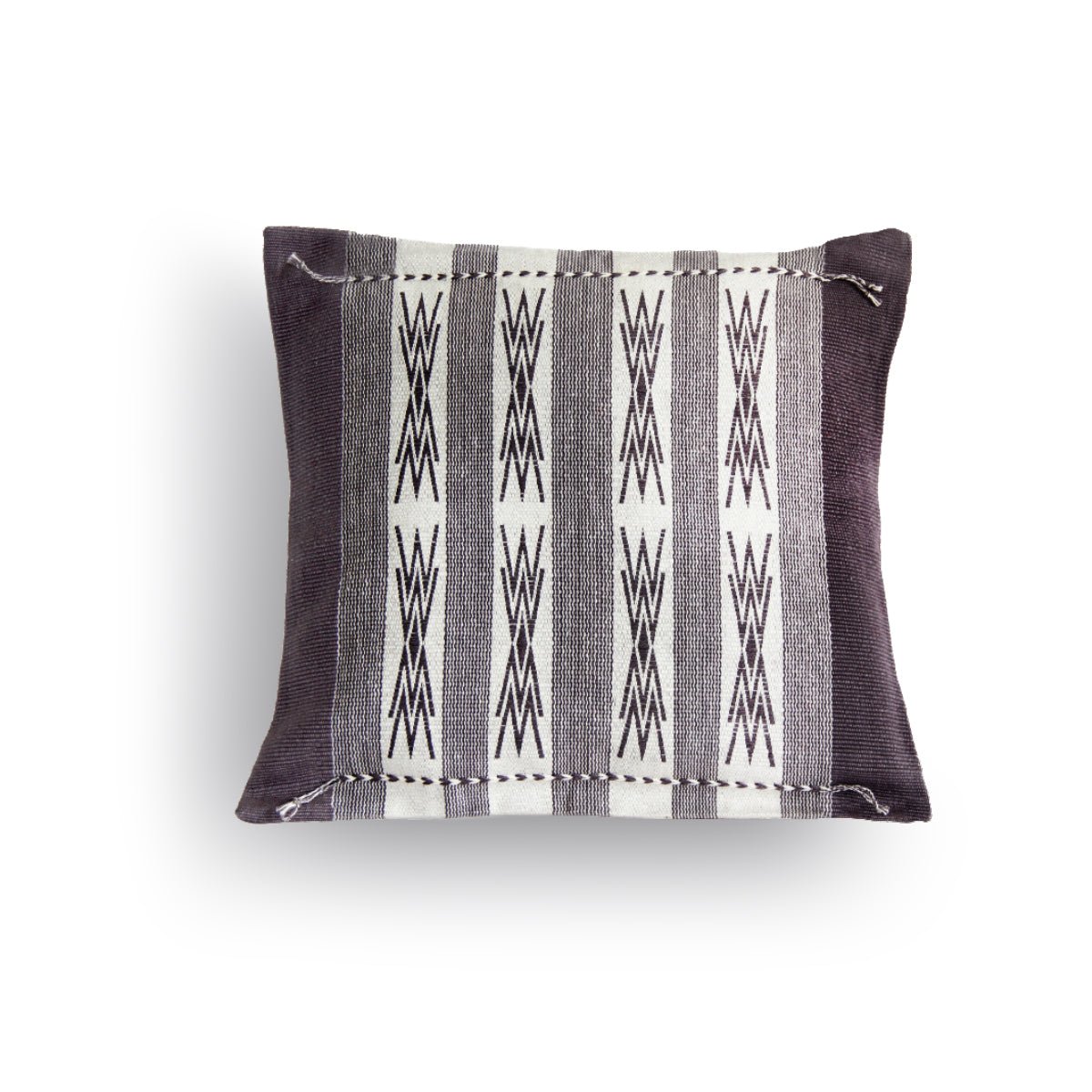 Handwoven Cotton Japfu Grey & White Tribal Cushion Cover – Covers & Inserts on Brown Living™. SKU: UD00000101. Img 4.
