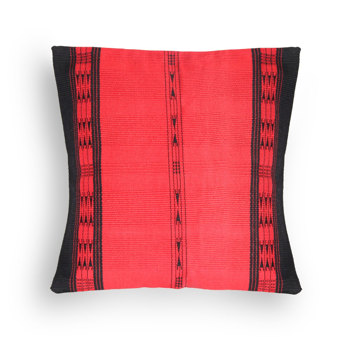 Handwoven Cotton Khonoma Red And Black Tribal Cushion Cover – Covers & Inserts on Brown Living™. SKU: UD00000105. Img 1.