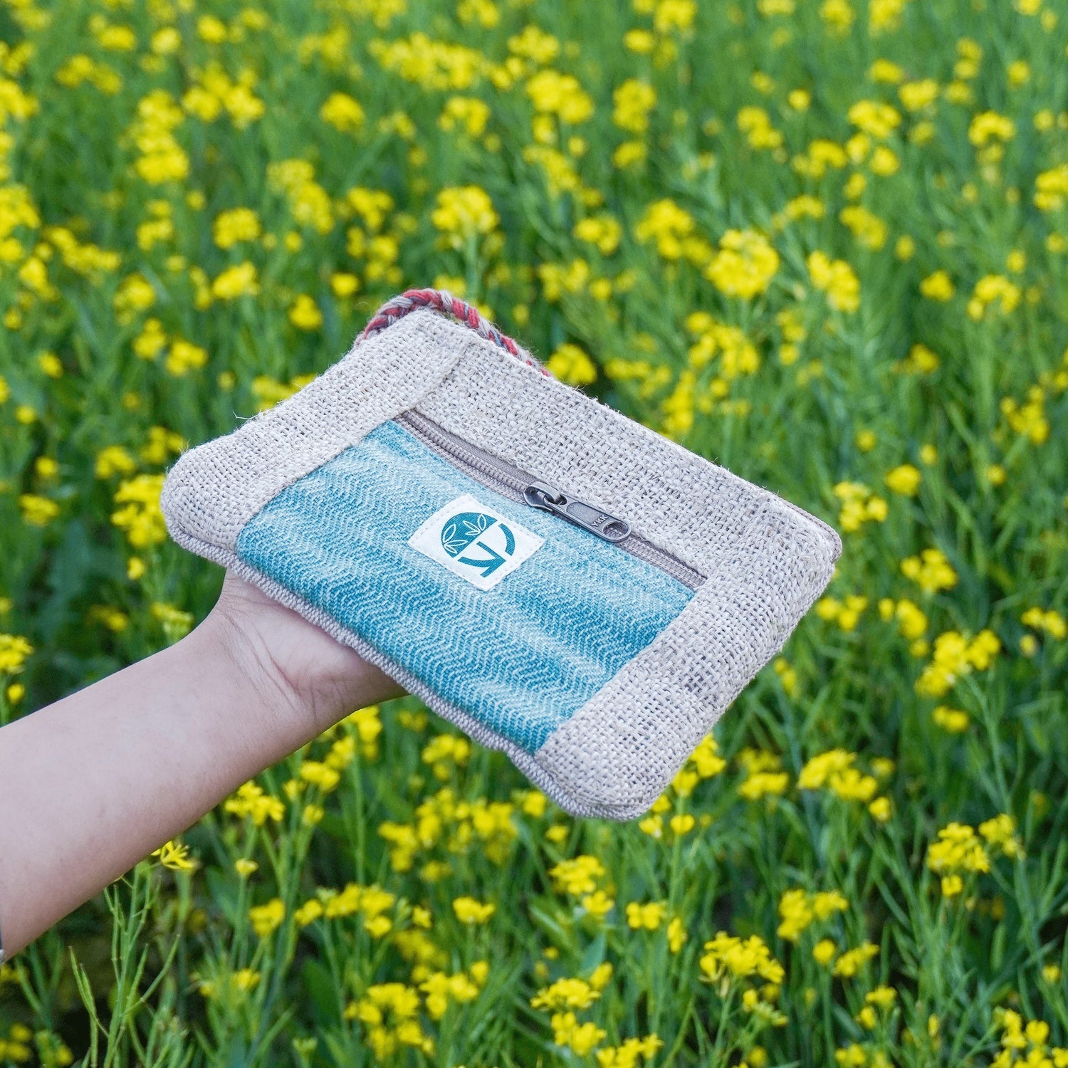 Handwoven Fabric Purse | Compact Zip Pouch | Everyday Essential – Hand Bag on Brown Living™. SKU: OGESPR04. Img 1.