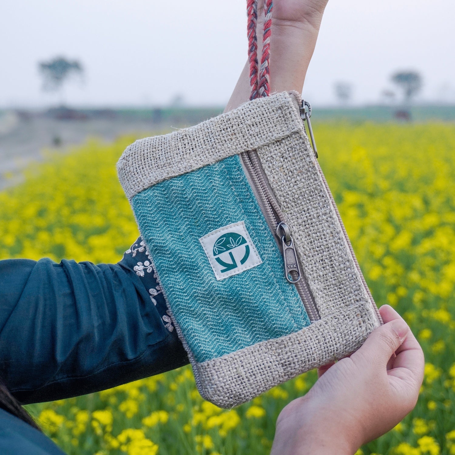 Handwoven Fabric Purse | Compact Zip Pouch | Everyday Essential – Hand Bag on Brown Living™. SKU: OGESPR04. Img 2.