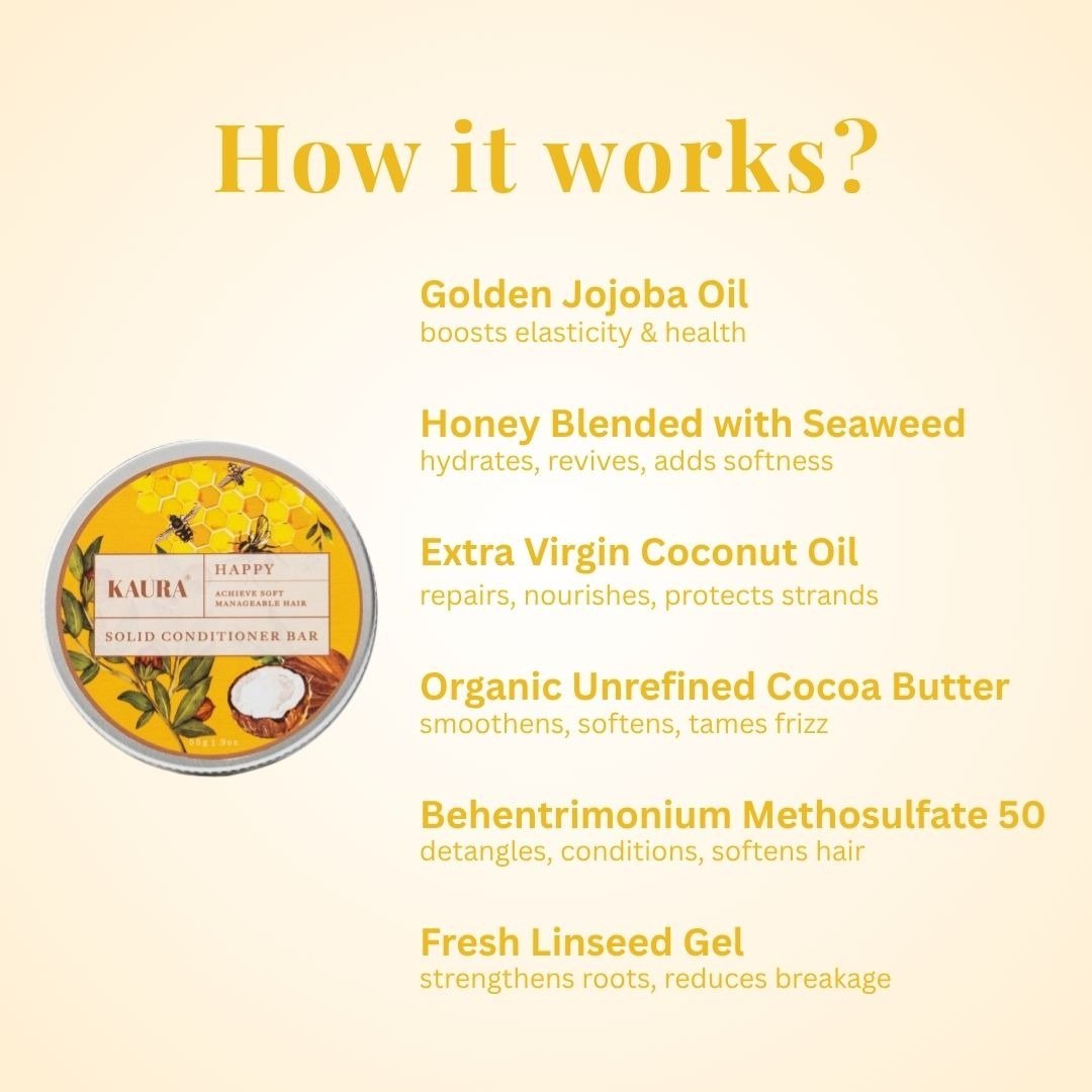 Happy - Hair Solid Conditioner Bar for Smooth Hair | 35g – Hair Conditioner by Kaura available on Brown Living™. . SKU: BL - KI - 059. Img 8.