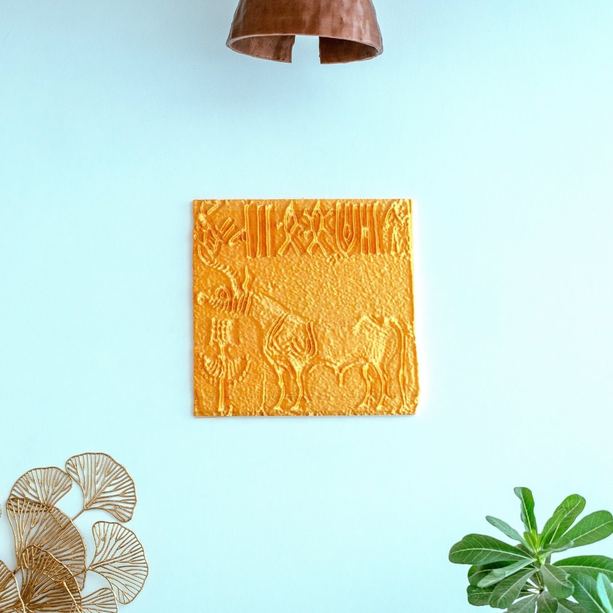 Harappan Steatite – Plant - Based Pure Gold Wall Décor – Home Decor on Brown Living™. SKU: HASTEDPLPGA109. Img 1.