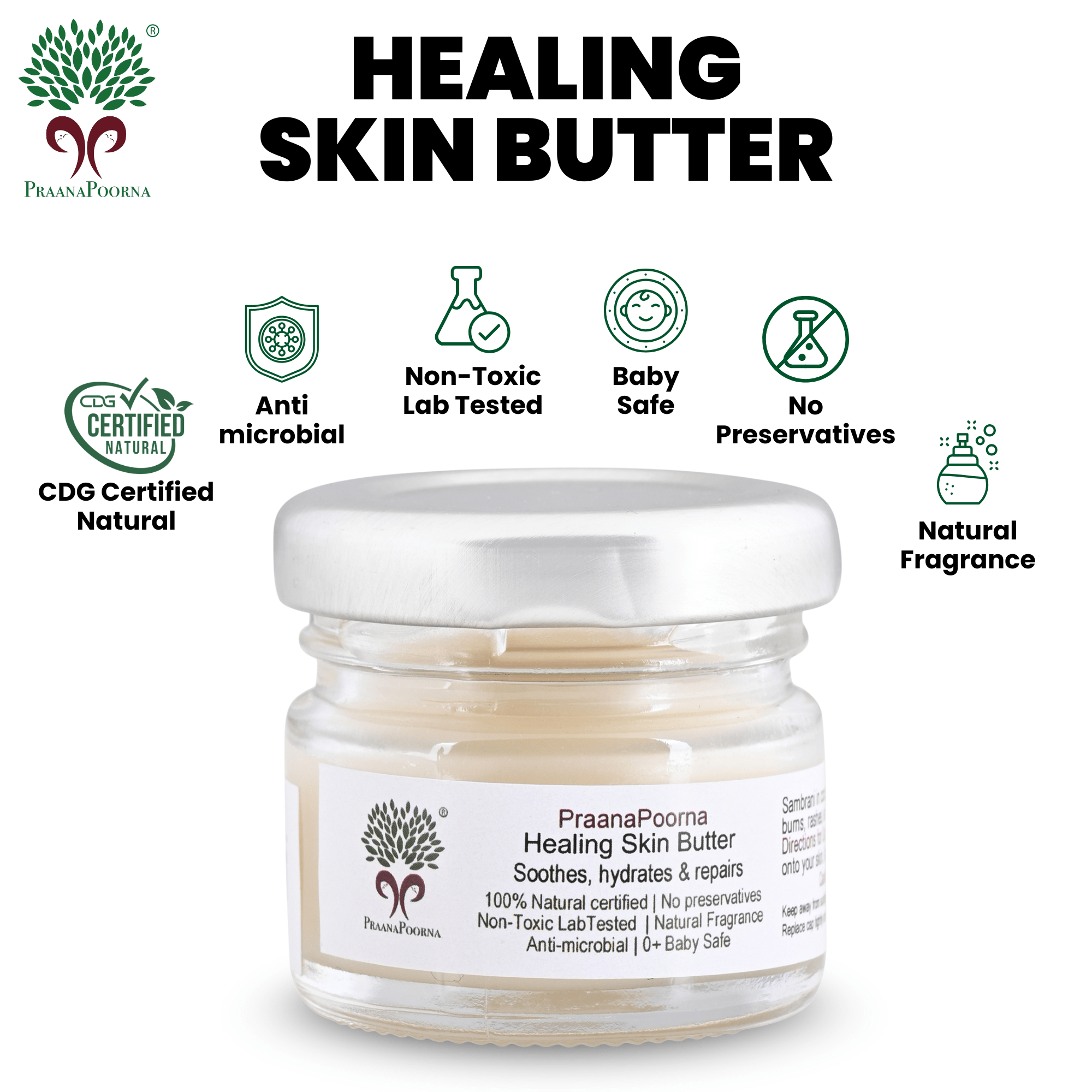 Healing Skin Butter - 25g – Body Butter on Brown Living™. SKU: 133-08237-praanapoorna-SKUB1. Img 3.