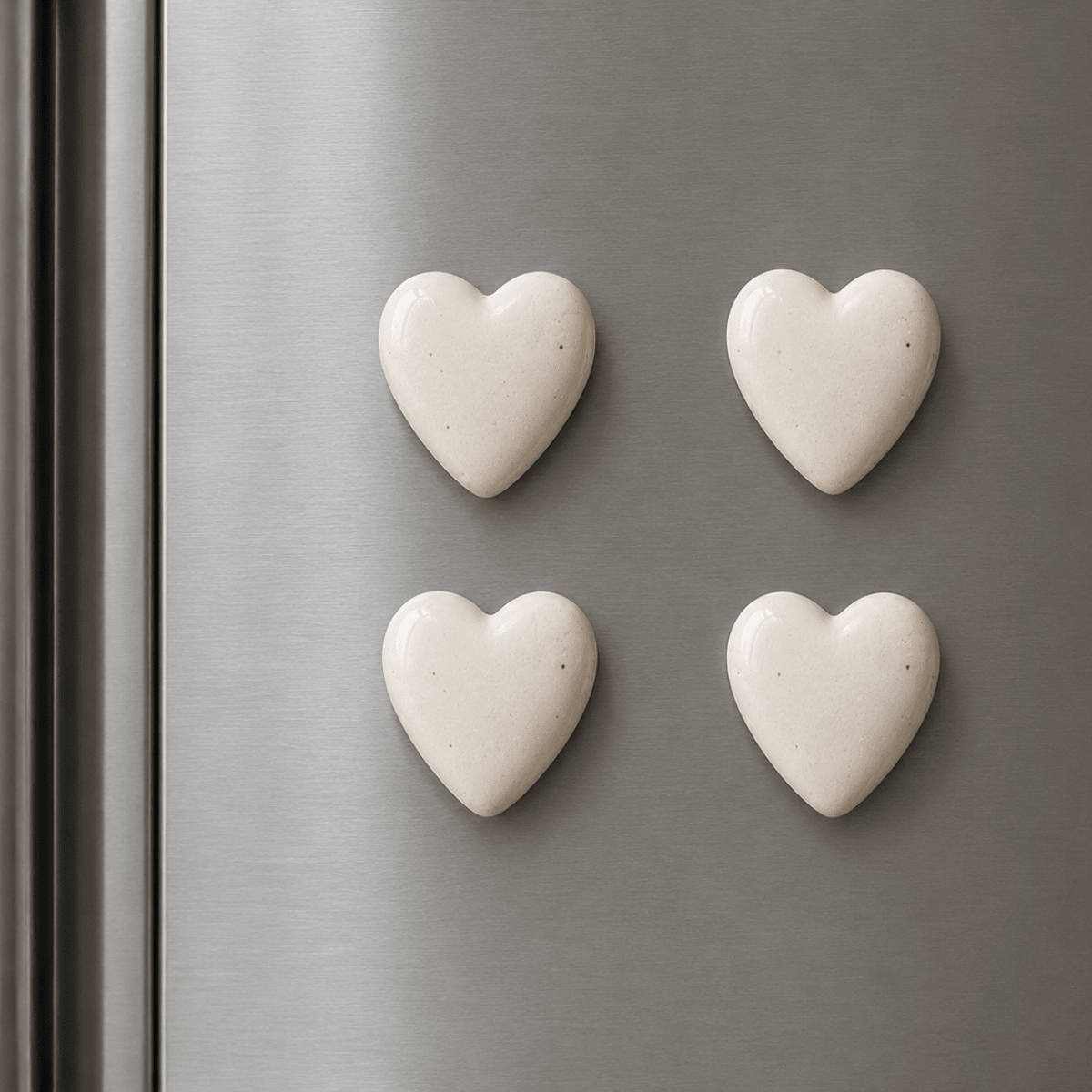 Heart White Ceramic Fridge Magnets Set of 4 – Home Decor on Brown Living™. SKU: D-400. Img 1.