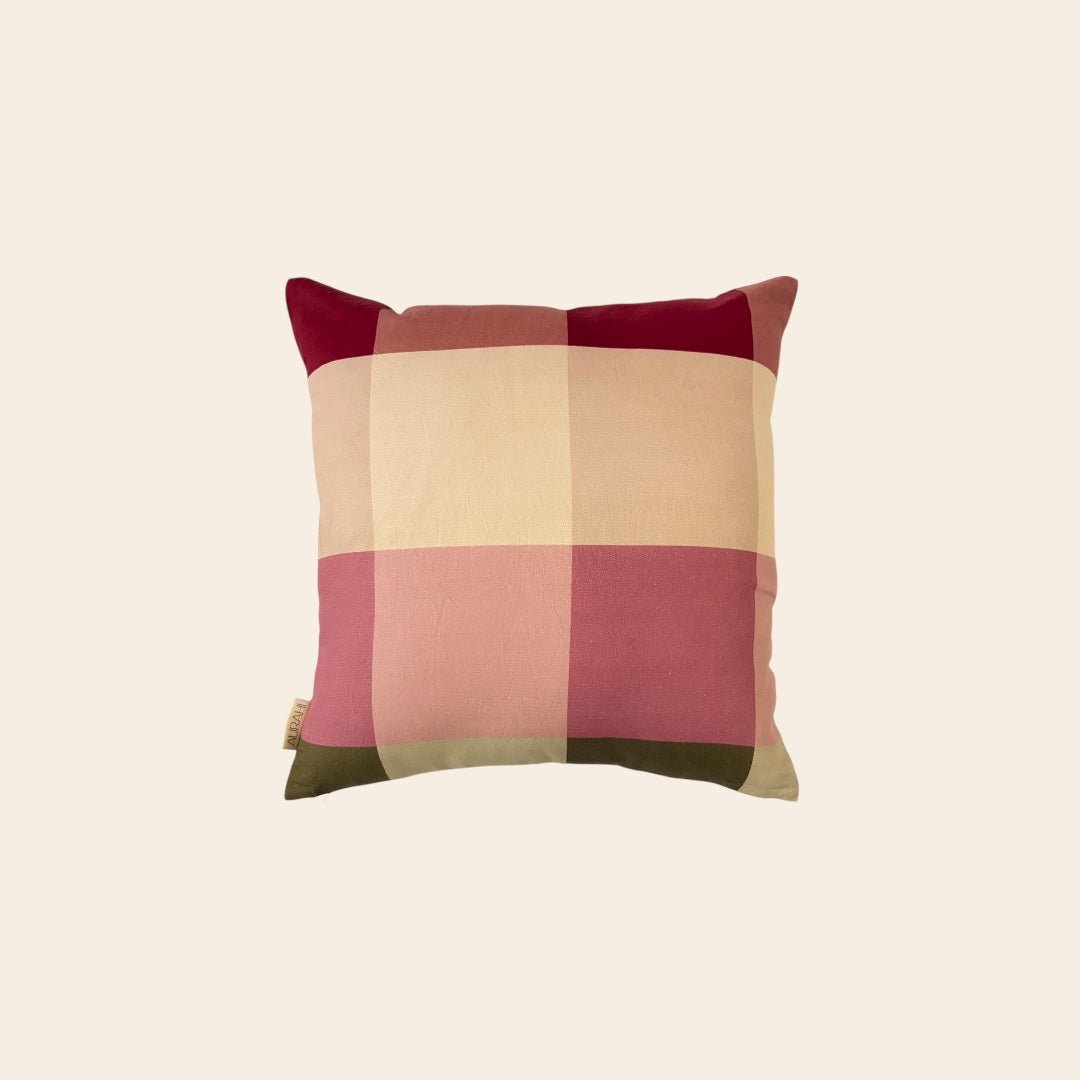 Hearth Plaid Cushion Cover | Handwoven Plaid Cushion In Natural Tones – Home Decor on Brown Living™. SKU: CU0011. Img 1.
